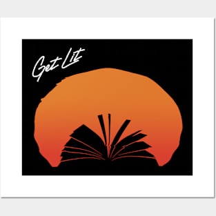 Get lit-album cover parody with a sunset and a book in negative space Posters and Art